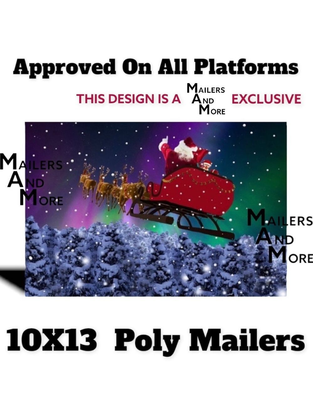 50 10X13 Poly Mailers Santa Aurora Borealis Christmas Envelopes PRICE IS FIRM - Picture 4 of 5